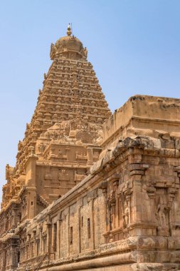 Brihadeeswara Tapınağı veya Thanjavur 'daki Büyük Tapınak, UNESCO Dünya Mirası Alanı Tamil Nadu Hindistan.