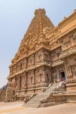 Brihadeeswara Tapınağı veya Thanjavur 'daki Büyük Tapınak, UNESCO Dünya Mirası Alanı Tamil Nadu Hindistan.