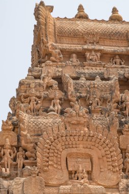 Brihadeeswara Tapınağı veya Thanjavur 'daki Büyük Tapınak, UNESCO Dünya Mirası Alanı Tamil Nadu Hindistan.