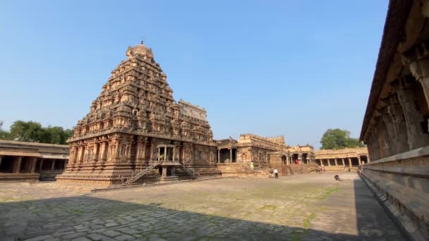 Gente Visitando Templo Dharasuram Templo Airavatesvara Templo Hindú Arquitectura Dravidian — Vídeos de Stock