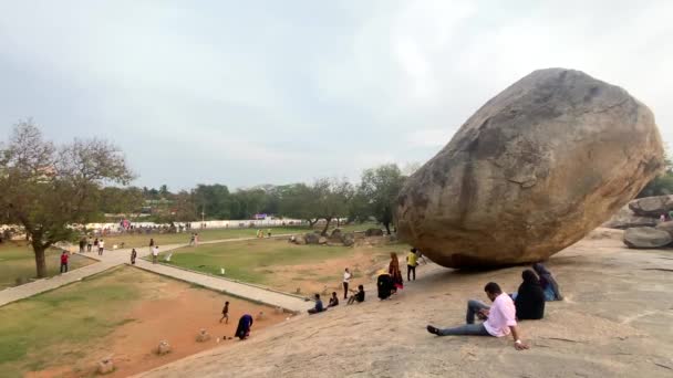 Mahabalipuram Tamil Nadu Hindistan Mart 2022 Krishna Nın Dev Doğal — Stok video