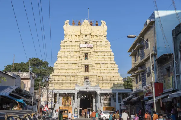印度泰米尔纳德邦Rameshwaram Shree Rameshwaram Jyotirlinga Shivam圣殿 位于印度泰米尔纳德邦Rameshwaram市的一座历史遗迹寺庙 — 图库照片