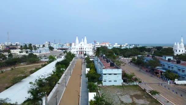 Kościół Velankanni Południowe Indie Tamil Nadu Albo Matka Boża Vailankanni — Wideo stockowe