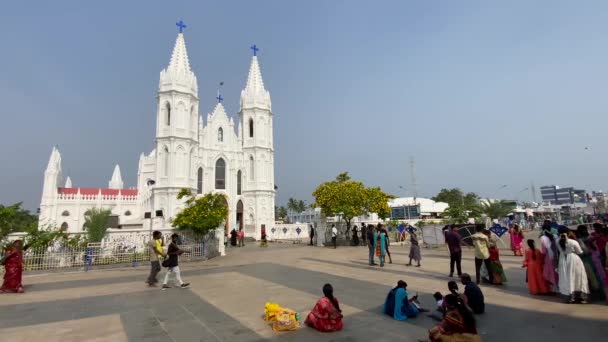 Velankanni Tamil Nadu Hindistan Mart 2022 Velankanni Kilisesi Güney Hindistan — Stok video