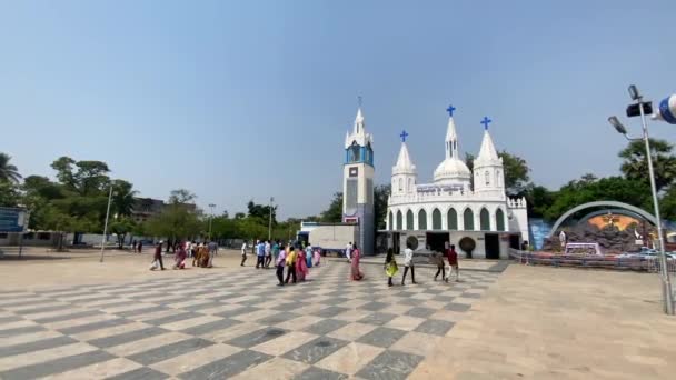 Velankanni Tamil Nadu India March 2022 Antigua Iglesia Velankanni Sur — Vídeo de stock