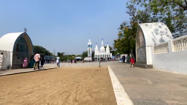 Velankanni Tamil Nadu Hindistan Mart 2022 Eski Velankanni Kilisesi Güney — Stok video