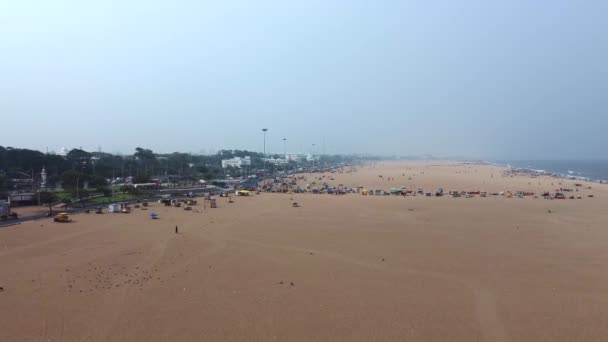 Vista Aérea Famosa Cidade Índia Icônica Marina Beach Águas Azuis — Vídeo de Stock