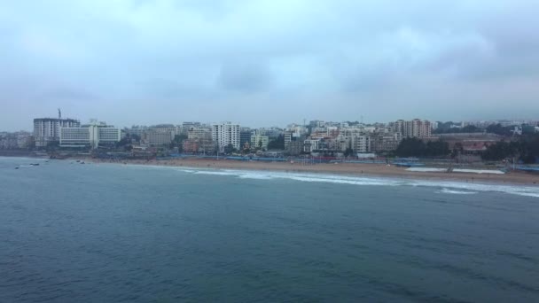Visakhapatnam Indie Widok Lotu Ptaka Plaża Ramakrishna Miasta Vizag Andhra — Wideo stockowe