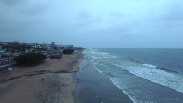 Visakhapatnam Indien Luftaufnahme Vom Ramakrishna Strand Der Vizag Stadt Andhra — Stockvideo