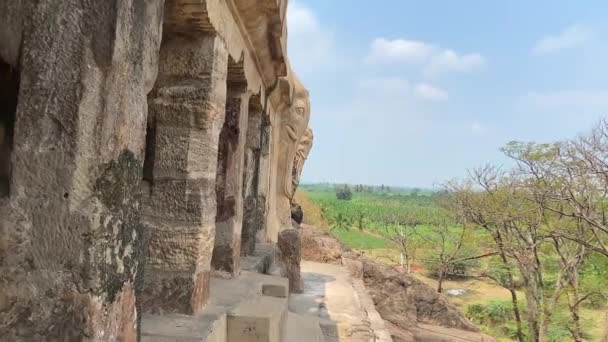 Undavalli Vijayawada Andhra Pradesh Índia Março 2022 Undavalli Caves Exemplo — Vídeo de Stock
