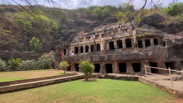 Undavalli Vijayawada Andhra Pradesh Indie Března 2022 Jeskyně Undavalli Monolitický — Stock video