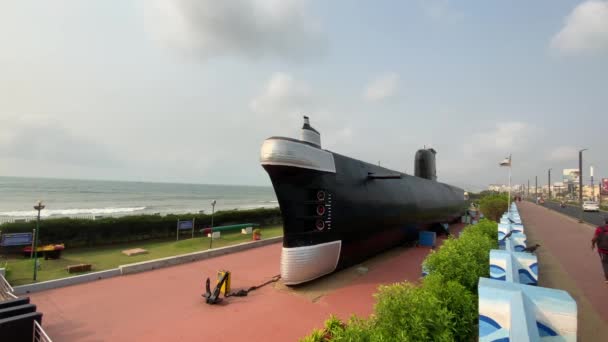 Visakhapatnam Andhra Prap Org India April 2022 Kursura S20 是一艘Kalvari级的印度海军柴油电力潜艇 — 图库视频影像