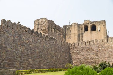 Hyderabad, Hindistan 'daki tarihi Golkonda kalesi. Golconda Kalesi' nin kalıntıları. 