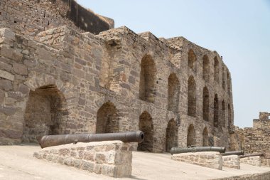 Hyderabad, Hindistan 'daki tarihi Golkonda kalesi. Golconda Kalesi' nin kalıntıları. 