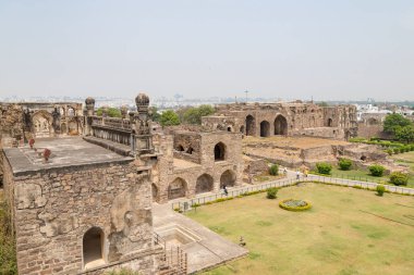 Hyderabad, Hindistan 'daki tarihi Golkonda kalesi. Golconda Kalesi' nin kalıntıları. 