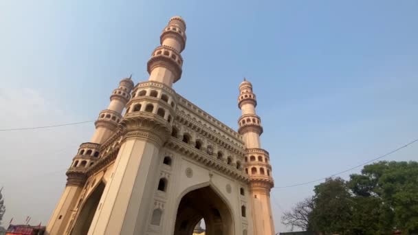 Hyderbad Telangana Indien Mars 2022 Charminar Den Mest Turist Plats — Stockvideo