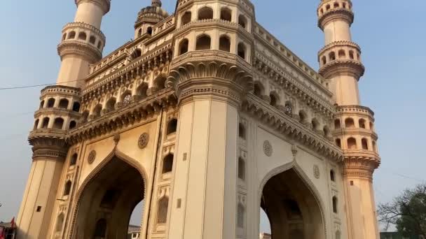 Hyderbad Telangana Índia Março 2022 Charminar Lugar Mais Turístico Hyderabad — Vídeo de Stock