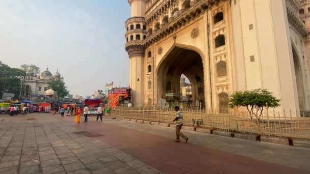 Hyderbad Telangana Indien März 2022 Charminar Der Touristischste Ort Hyderabad — Stockvideo