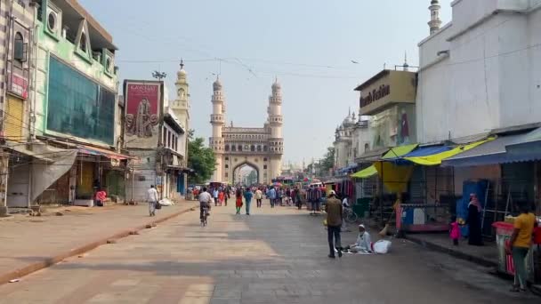 Hyderbad Telangana India Marzo 2022 Charminar Lugar Más Turístico Hyderabad — Vídeos de Stock