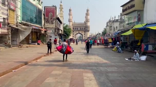 Hyderbad Telangana India March 2022 Charminar Most Tourist Place Hyderabad — Stock Video