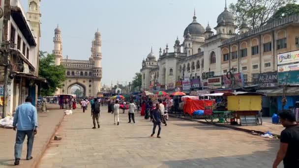 Hyderbad Telangana Inde Mars 2022 Charminar Endroit Touristique Hyderabad Hyderabad — Video