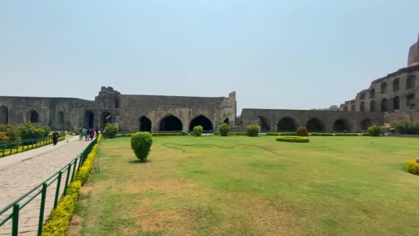 Hyderbad Telangana India March 2022 Historic Golconda Fort Architecture Hyderabad — Stock Video