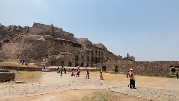 Hyderbad Telangana Ινδία Μαρτίου 2022 Ιστορική Αρχιτεκτονική Φρούριο Golconda Στο — Αρχείο Βίντεο