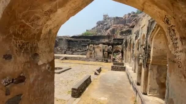 Historická Tvrz Golconda Architektura Hyderabadu Indie Byla Postavena Qutb Shahi — Stock video