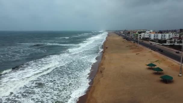 Puri Odisha Indie Dubna 2022 Letecký Pohled Přeplněnou Pláž Indii — Stock video