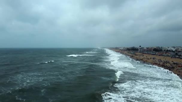 Puri Odisha Indie Dubna 2022 Letecký Pohled Přeplněnou Pláž Indii — Stock video
