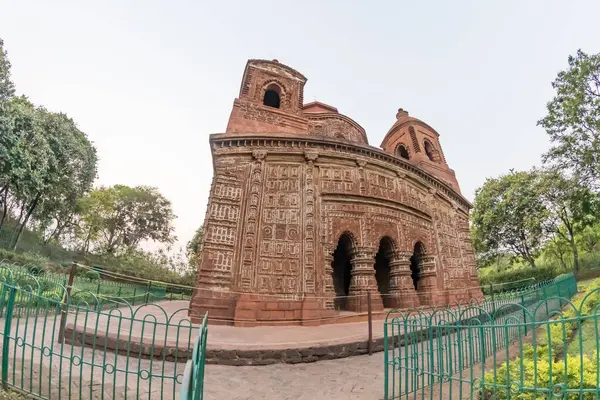 stock image historic Shyam Rai temple also known as Pancha Ratna Temple in Bishnupur established in 1643 AD is a famous tourist destination