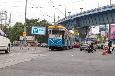 Kolkata, Batı Bengal, Hindistan, 14 Nisan 2022 Kolkata, Hindistan 'da bulunan ve Kalküta Tramvay Şirketi (CTC) tarafından işletilen tramvay sistemidir.).