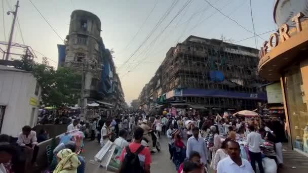 Βομβάη Ινδία December 2023 Πολυσύχναστοι Δρόμοι Γύρω Από Διάσημη Αγορά — Αρχείο Βίντεο