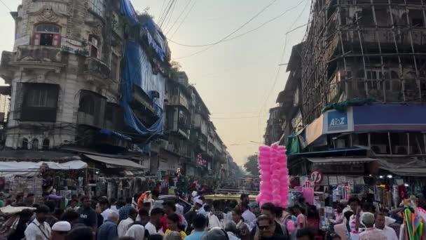 Mumbai India Dicembre 2023 Strade Affollate Intorno Famoso Mercato Crawford — Video Stock