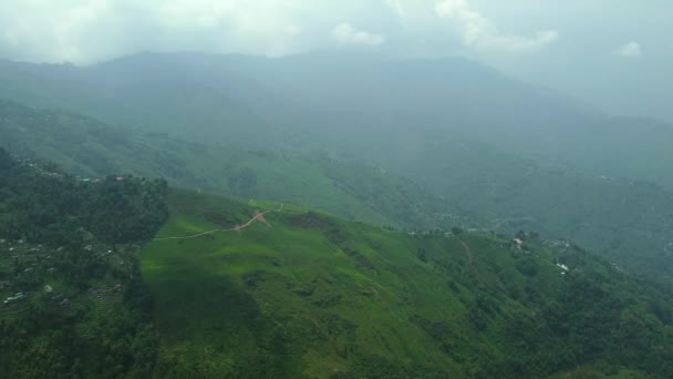 Горы Воздушная Съемка Darjeeling Darjeeling Дрона Выстрел Дрон Выстрел Чайный — стоковое видео