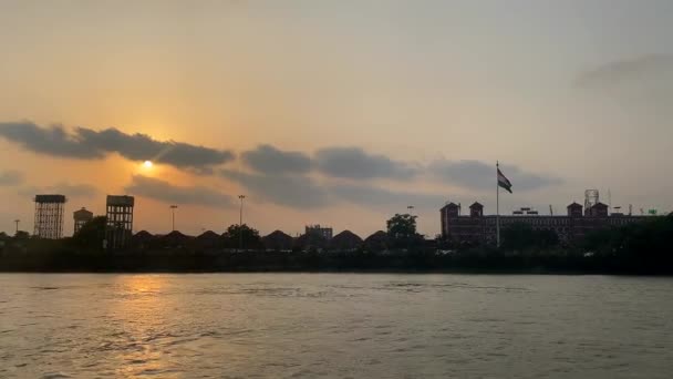 Kolkata Batı Bengal Hindistan Nisan 2022 Sunset Ganj Nehri Ndeki — Stok video