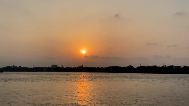 Kalkutta Westbengal Indien April 2022 Sonnenuntergang Der Howrah Brücke Ganges — Stockvideo