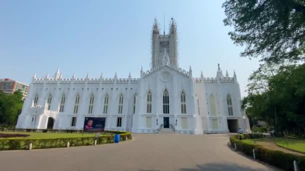 Kolkata West Bengal India April 2022 Paul Cathedral Kerk Gelegen — Stockvideo