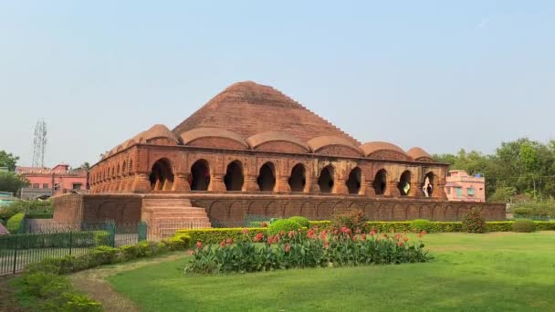 Bishnupur Bengal Zachodni Indie Kwietnia 2022 Zewnętrzna Fasada Starożytnej Ras — Wideo stockowe