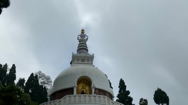 ダージリン 西ヴェンガル インド April 2022 日本の仏教寺院 ダージリンまたは日本の世界平和塔 インドで大胆に — ストック動画