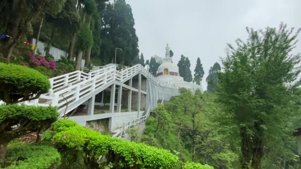 Darjeeling West Bengal Indie Dubna 2022 Japonský Buddhistický Chrám Darjeeling — Stock video