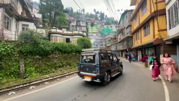 Darjeeling Nyugat Bengál India 2022 Április Gőzmozdony Amely Visszafordul Darjeeling — Stock videók