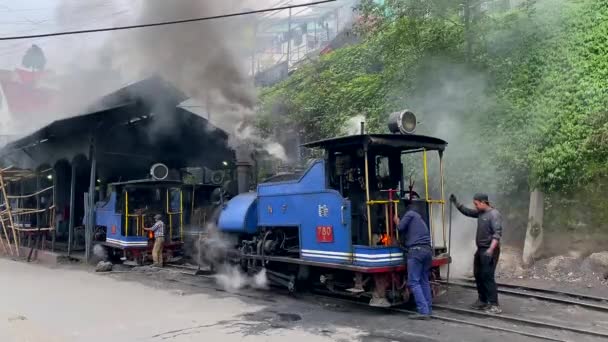 Darjeeling West Bengal Indie Dubna 2022 Darjeeling Steam Loco Shed — Stock video