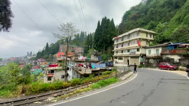 Darjeeling West Bengal India April 2022 Diesel Toy Train Passing — Stock Video
