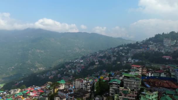 Aerial View Cloudy Day Gangtok City Capital Sikkim State Northern — Stock Video