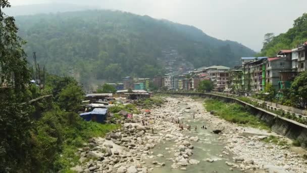 Singtam Sikkim India April 2022 Αεροφωτογραφία Πάνω Από Τον Ποταμό — Αρχείο Βίντεο