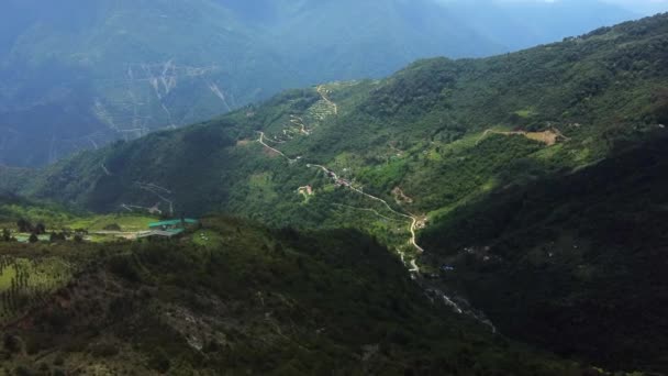 Vue Aérienne Ville Tawang Dans Arunachal Pradesh Inde Paysage Montagnes — Video