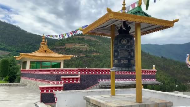 Piękne Tdl Buddyjskiej Architektury Klasztoru Godzinach Porannych Dirang Klasztor Arunachal — Wideo stockowe