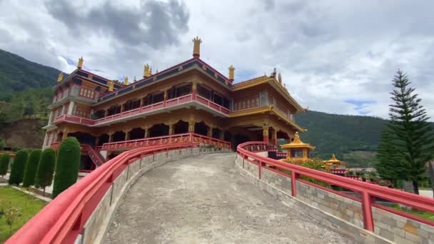 Belle Conception Architecture Monastère Bouddhiste Tdl Matin Monastère Dirang Arunachal — Video