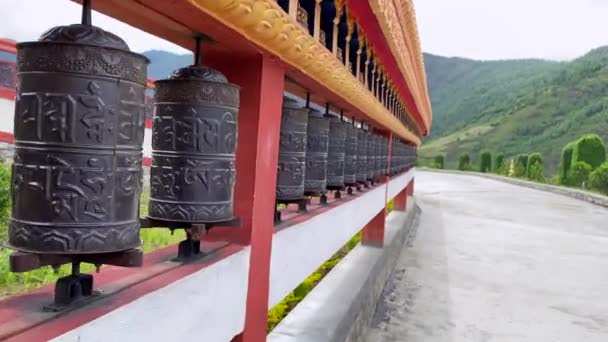Krásný Tdl Buddhistický Klášter Architektura Design Dopoledních Hodinách Klášteře Dirang — Stock video